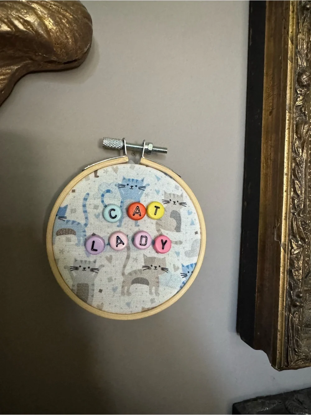 Cat Lady Embroidery Hoop Art - Pastel Multi Color